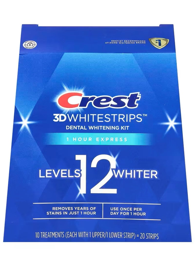 Crest 3D White Whitestrips, 1 Hour Teeth Whitening Kit, 20 Strips