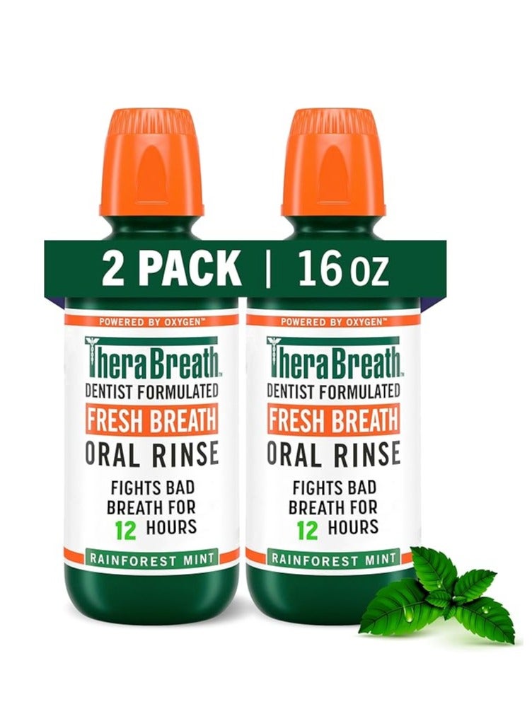 TheraBreath Fresh Breath Dentist Formula Mouthwash, Rainforest Mint 473ml