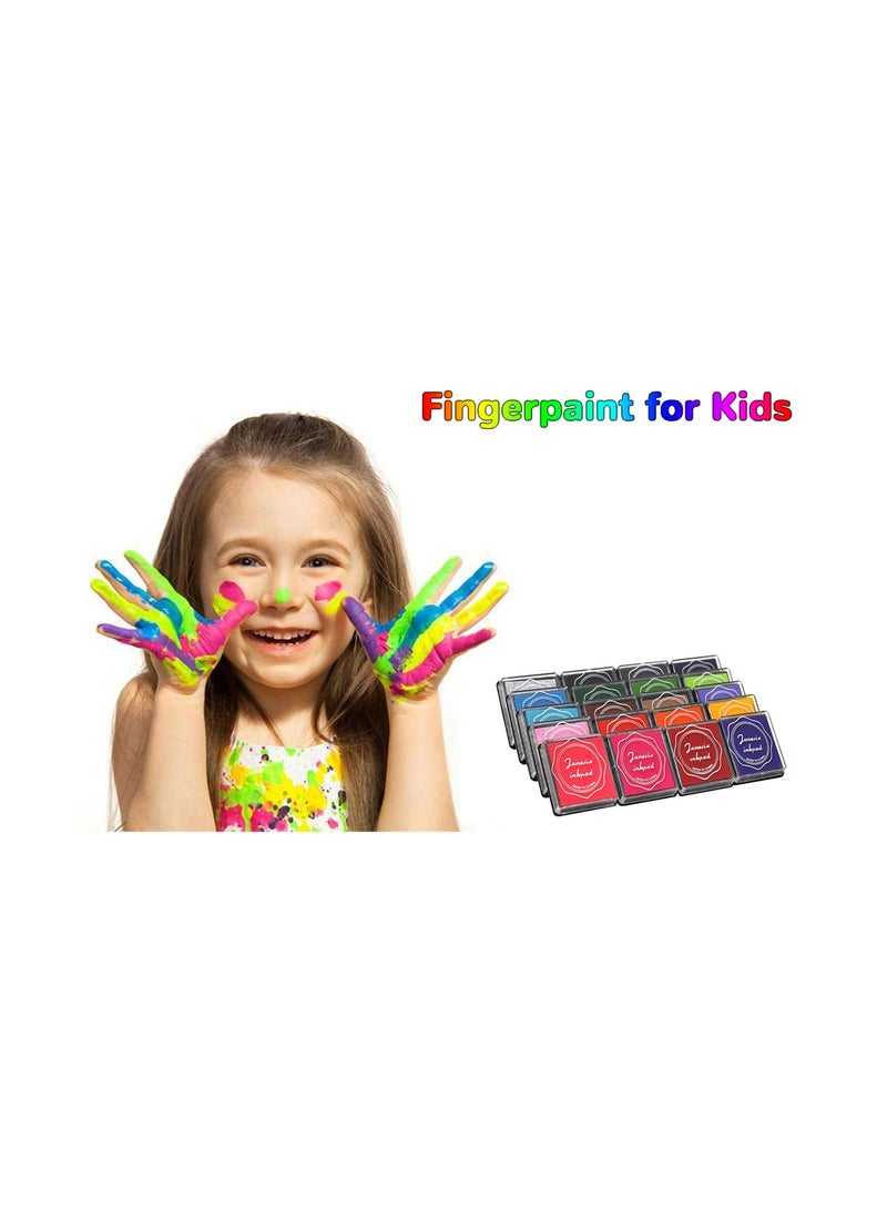 Washable Non Toxic Finger Ink Pad Set 20 Vibrant Colors Ideal for Kids Craft Projects Safe for Paper Wood Fabric