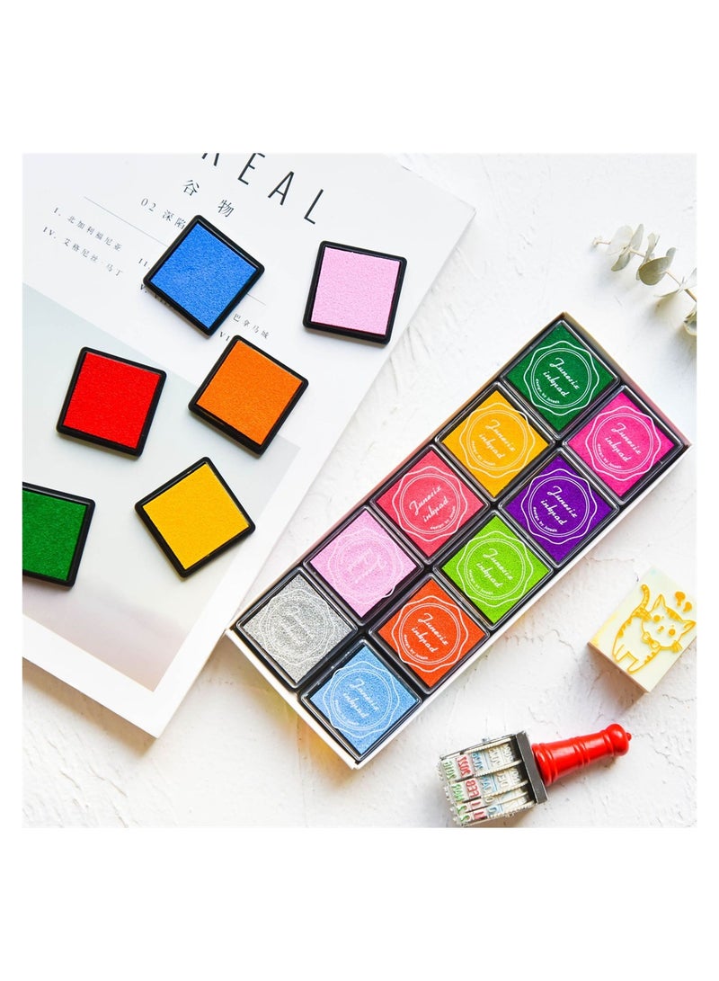 Washable NonToxic Color Ink Pad Set for Kids Arts and Crafts 20 Vibrant Colors for Stamping on Paper Wood and Fabric