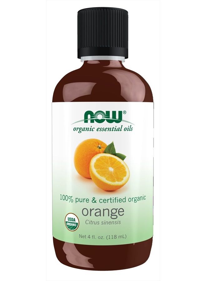 Essential Oils, Organic Orange Oil, Uplifting Aromatherapy Scent, Cold Pressed, 100% Pure, Vegan, Child Resistant Cap, 4-Ounce