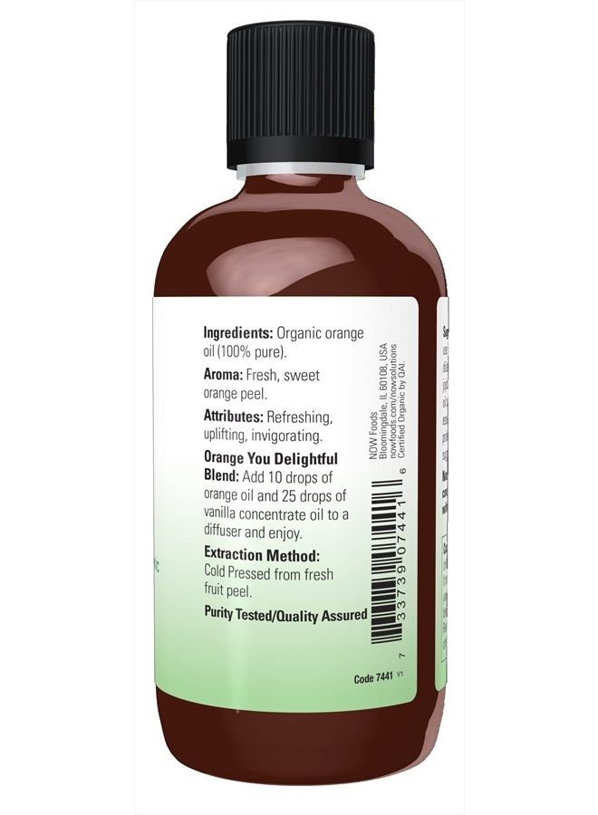 Essential Oils, Organic Orange Oil, Uplifting Aromatherapy Scent, Cold Pressed, 100% Pure, Vegan, Child Resistant Cap, 4-Ounce