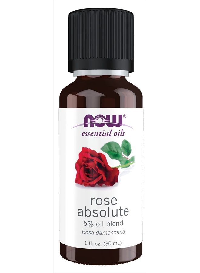 Essential Oils, Rose Absolute, 5% Blend of Pure Rose Absolute Oil in Pure Jojoba Oil, Romantic Aromatherapy Scent, Vegan, Child Resistant Cap, 1-Ounce