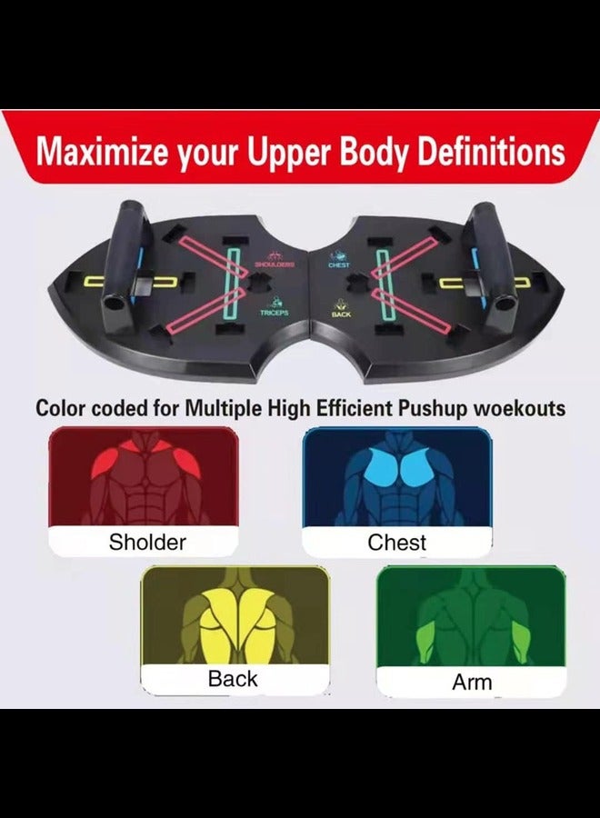 Upgraded 9 in 1 Push Up Board: Foldable Push Up Board with Resistance Bands, Push Up Handles for Perfect Pushups, Portable Home Workout Equipment ,Home Gym Strength Training Fitness Equipment