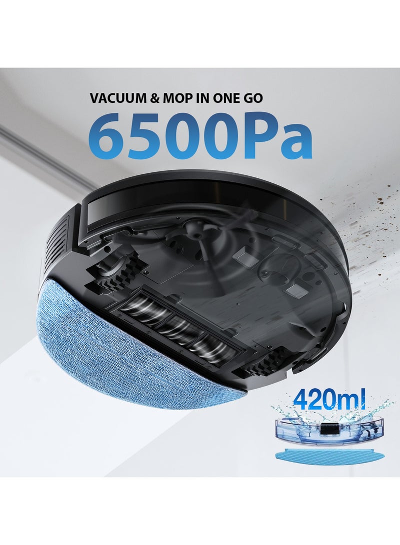 Robot Vacuum Cleaner with Auto-Empty Station, 2 IN 1 Vaccum and Mop 6500Pa Suction, Advanced LDS Navigation Technology & True Mapping Support Multi-Floor -1 Year Warranty 200 ml 35 W Deebot Y1 Pro Plus Black