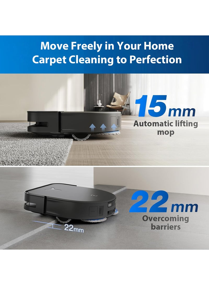 Deebot X5 Pro Omni Robot Vacuum Cleaner with Mop, 12,800Pa Suction Power, ZeroTangle Technology, TruEdge Edge Mopping, 70°C Hot Water Mop Washing, Auto Lifting of the Mop, Self-Emptying 45 W X5 PRO OMNI Black