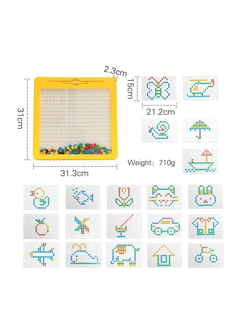 Drawing Board for Toddlers, Large Doodle Board with Pen and Beads, Dot Art, Educational Preschool Toy, Travel Toys for 3 4 5 6 Year Old Boys Girls (12.4