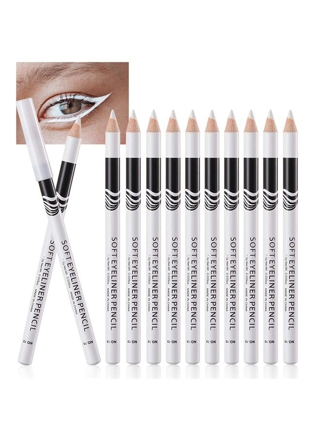 White Eyeliner Pencils, 12PCS Professional Highlighters Eye Liner Pencils Eye Brightener, White Eye Liners Makeup Pencils Waterproof Long-lasting Eyeshadows Beauty Makeup Tools for Women