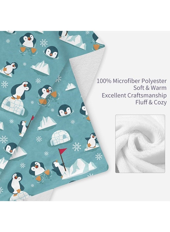 Penguin Blanket, Penguin Gifts for Penguin Lovers, Cozy Warm Fleece Flannel Cute Penguin Throw Blanket for Kids Adults Teens, Animal Penguin Race Blankets for Couch Sofa Bed Travel (50