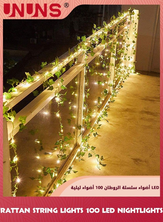 Ivy String Lights,Rattan String Lights Outdoor 100 LED 2M Artificial Plants String Lights,Garland Vines Lights Decorative,USB Hanging Ivy Lights For Bedroom Wedding Party Holiday Garden Patio Decor