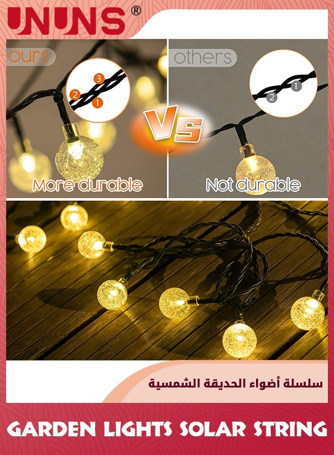 Garden Lights,Solar String Light Outdoor,12M 100 LED Round Bulb String Lights,Warm White Crystal Ball Fairy Lights,Decoration Lighting For Patio Garden Gazebo Yard Party Home Decor