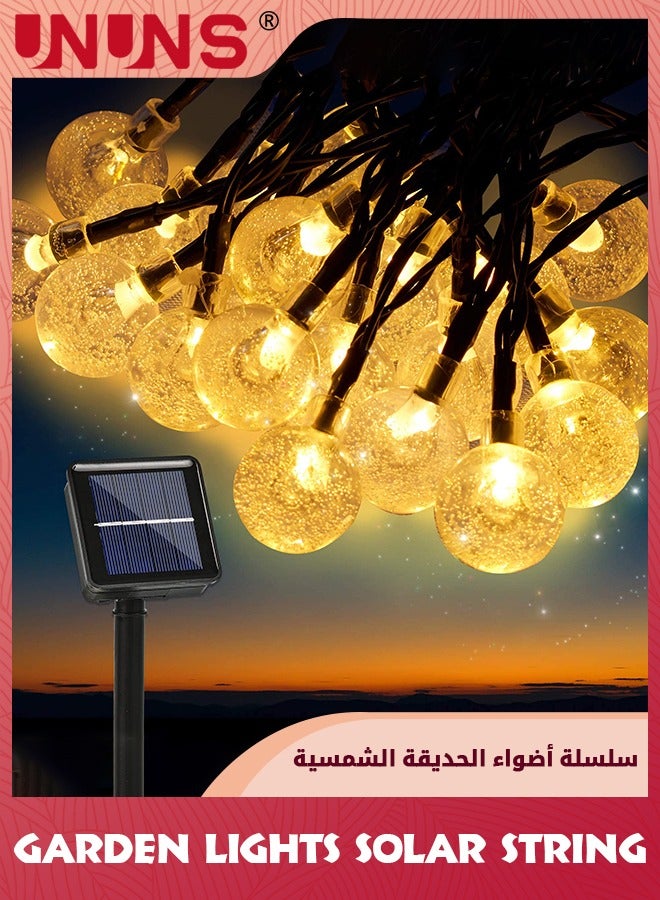 Garden Lights,Solar String Light Outdoor,12M 100 LED Round Bulb String Lights,Warm White Crystal Ball Fairy Lights,Decoration Lighting For Patio Garden Gazebo Yard Party Home Decor