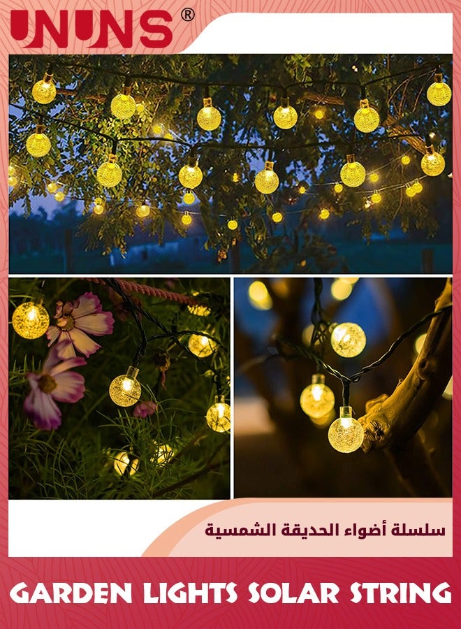 Garden Lights,Solar String Light Outdoor,12M 100 LED Round Bulb String Lights,Warm White Crystal Ball Fairy Lights,Decoration Lighting For Patio Garden Gazebo Yard Party Home Decor
