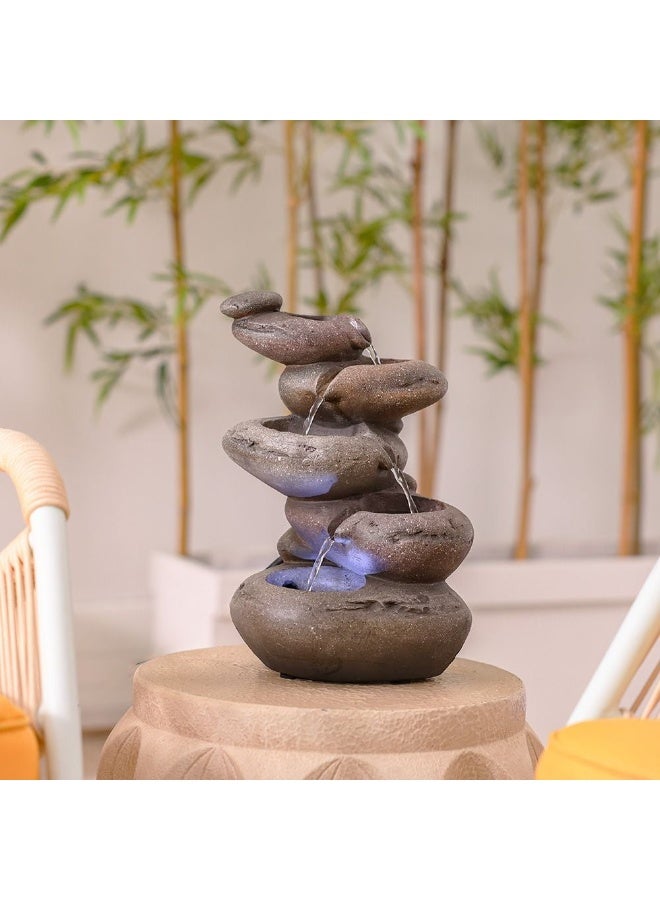 Elgon Fountain Made of Polyresin Natural Flowing Water Meditation Modern Design Zen Water Falls Decor For Home Office | Decorative Outdoor Fountain Floor Standing Design Outdoor Decor For Garden Patio Backyard