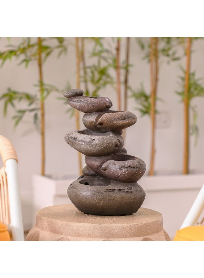 Elgon Fountain Made of Polyresin Natural Flowing Water Meditation Modern Design Zen Water Falls Decor For Home Office | Decorative Outdoor Fountain Floor Standing Design Outdoor Decor For Garden Patio Backyard