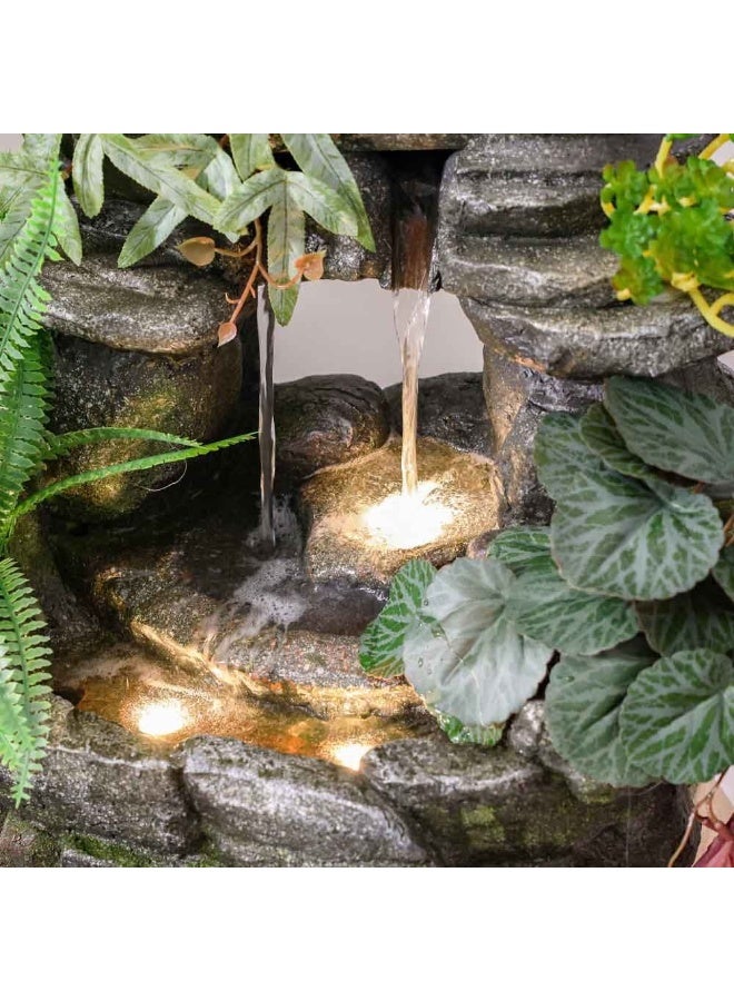 Rivera Fountain Made of Polyresin Natural Flowing Water Meditation Modern Design Zen Water Falls Decor For Home Office | Decorative Outdoor Fountain Floor Standing Design Outdoor Decor For Garden Patio Backyard