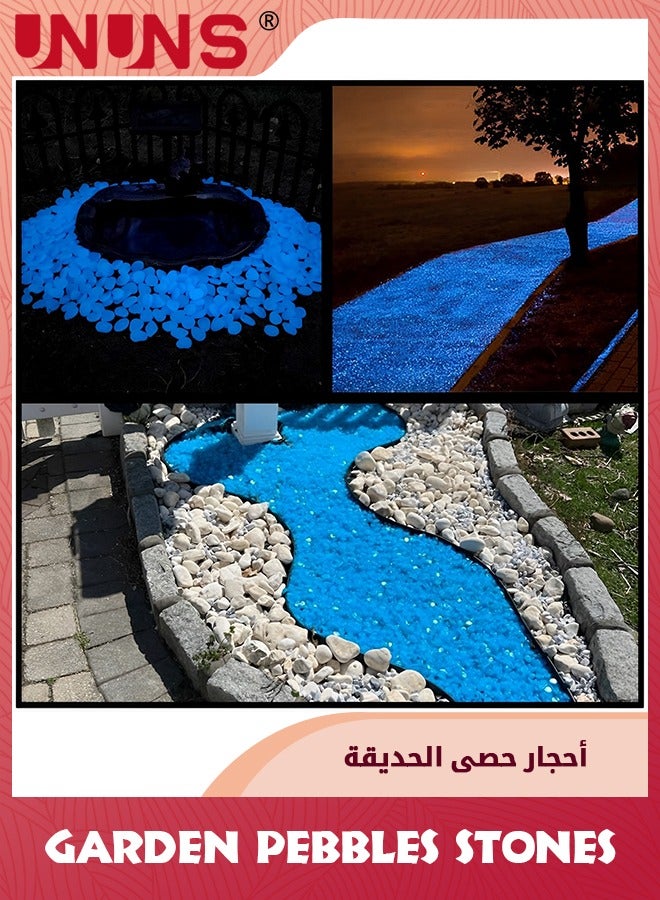 Garden Pebbles Stones,500pcs Glow In The Dark Rocks Outdoor,Blue Glow Rocks For Outdoor Decor,Glow In The Dark Pebbles,Glowing Rocks For Garden,Walkway,Pathway,Yard