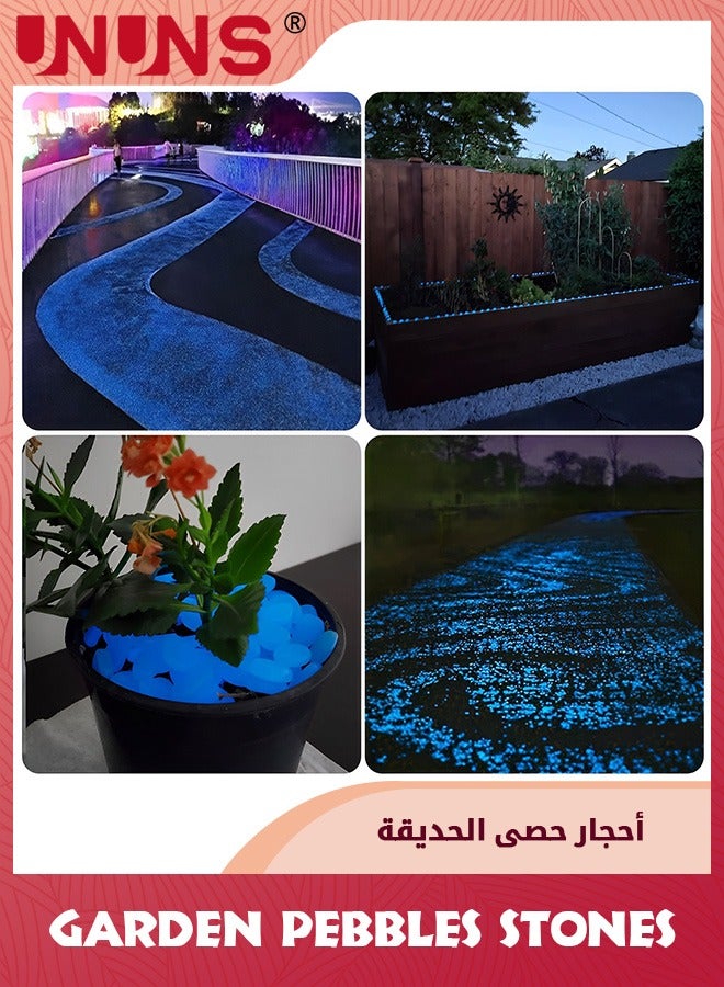 Garden Pebbles Stones,500pcs Glow In The Dark Rocks Outdoor,Blue Glow Rocks For Outdoor Decor,Glow In The Dark Pebbles,Glowing Rocks For Garden,Walkway,Pathway,Yard