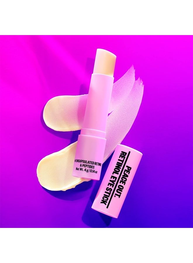 Peace Out Skincare Retinol Eye Stick | Daily Under Eye Retinol Serum Balm in Convenient Stick | Reduces Fine Lines, Wrinkles, Dark Circles with Peptides and Astaxanthin (.14 oz)