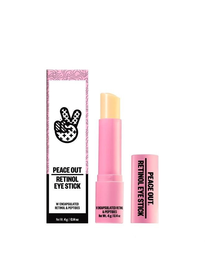 Peace Out Skincare Retinol Eye Stick | Daily Under Eye Retinol Serum Balm in Convenient Stick | Reduces Fine Lines, Wrinkles, Dark Circles with Peptides and Astaxanthin (.14 oz)