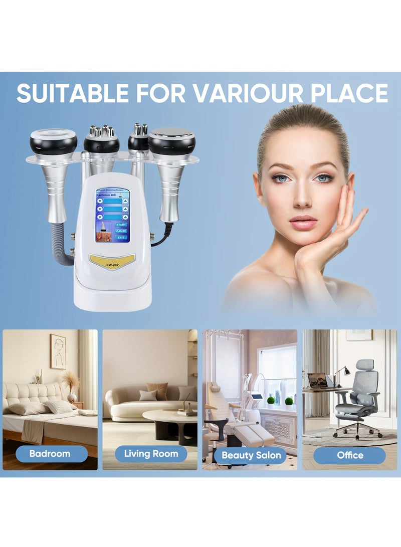 Portable 4 in 1 Cavitation Vacuum RF Machine 40K Cavitation Slimming RF Body Tripolar RF Head for Spa/Home Facial Machine