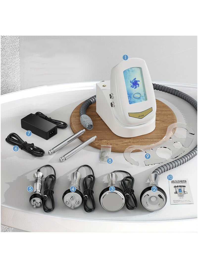 Portable 4 in 1 Cavitation Vacuum RF Machine 40K Cavitation Slimming RF Body Tripolar RF Head for Spa/Home Facial Machine