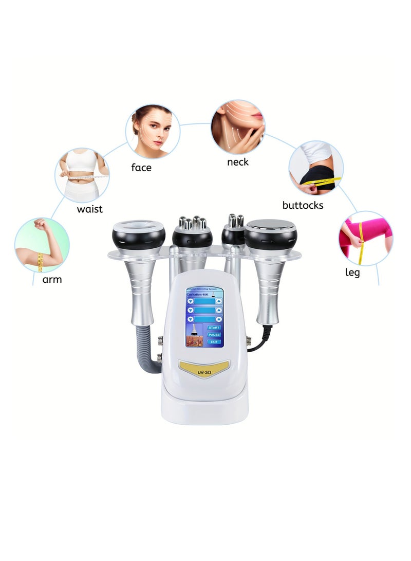 Portable 4 in 1 Cavitation Vacuum RF Machine 40K Cavitation Slimming RF Body Tripolar RF Head for Spa/Home Facial Machine