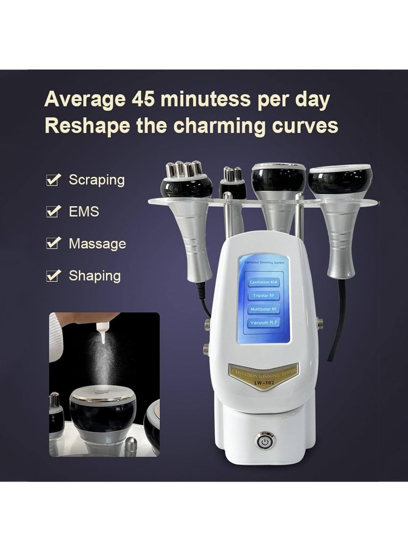 Portable 4 in 1 Cavitation Vacuum RF Machine 40K Cavitation Slimming RF Body Tripolar RF Head for Spa/Home Facial Machine