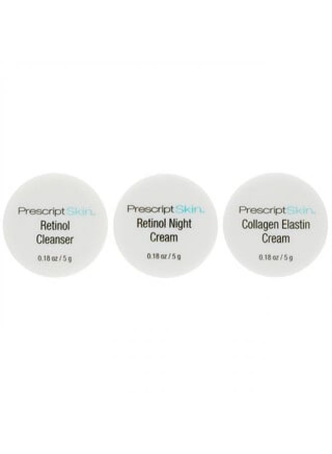 PrescriptSkin Retinol Trial Set 3 Professional Strength Anti-Aging Products 3 Jars 0.18 oz