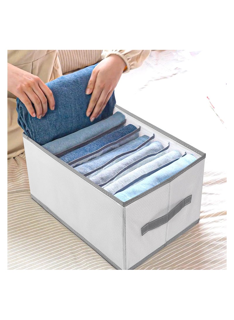 Clothes Organizer Drawer, 9 Compartments Foldable Drawer Organizer with Handles, Closet Dividers Box for Clothes Storage, Fabric Closet and Storage Basket for T-shirts, Jeans, Underwear, Grey(9 Grid)