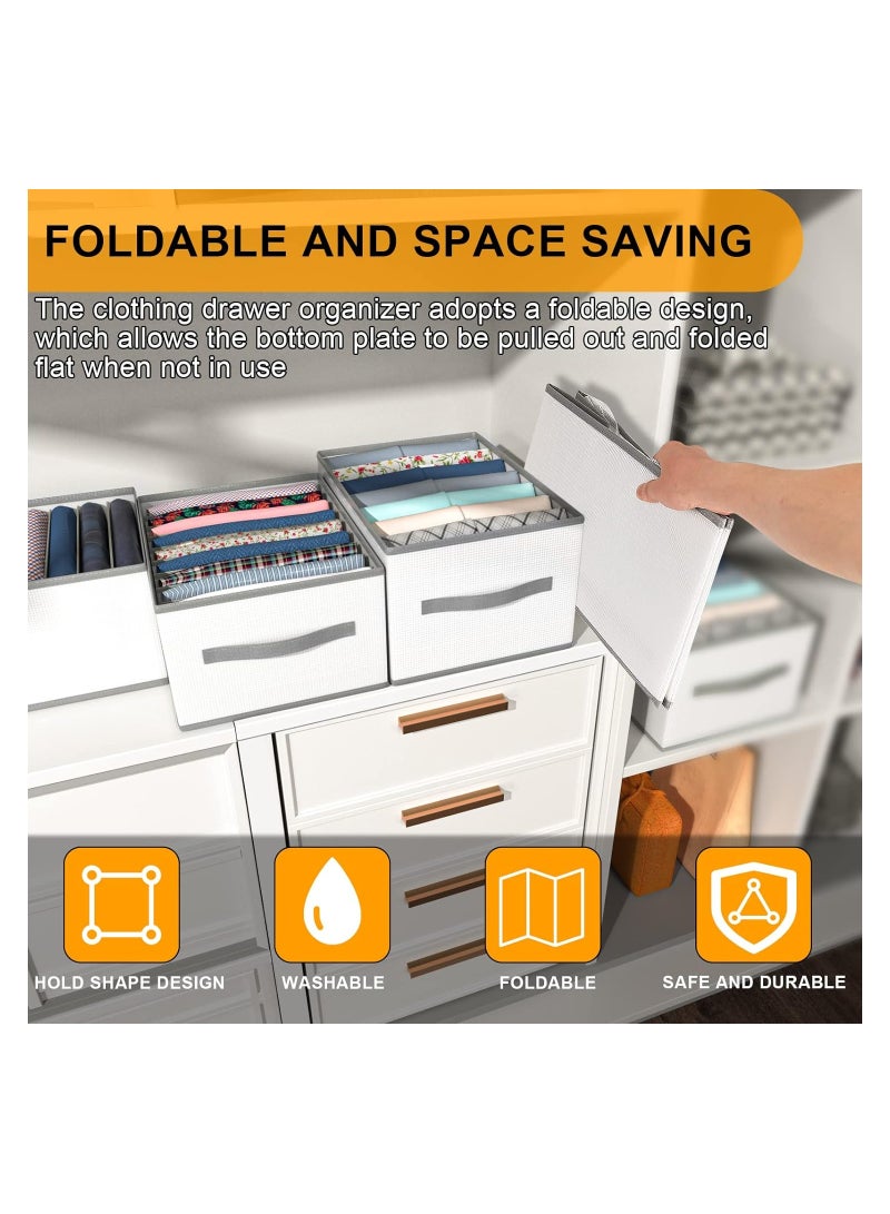 Clothes Organizer Drawer, 9 Compartments Foldable Drawer Organizer with Handles, Closet Dividers Box for Clothes Storage, Fabric Closet and Storage Basket for T-shirts, Jeans, Underwear, Grey(9 Grid)