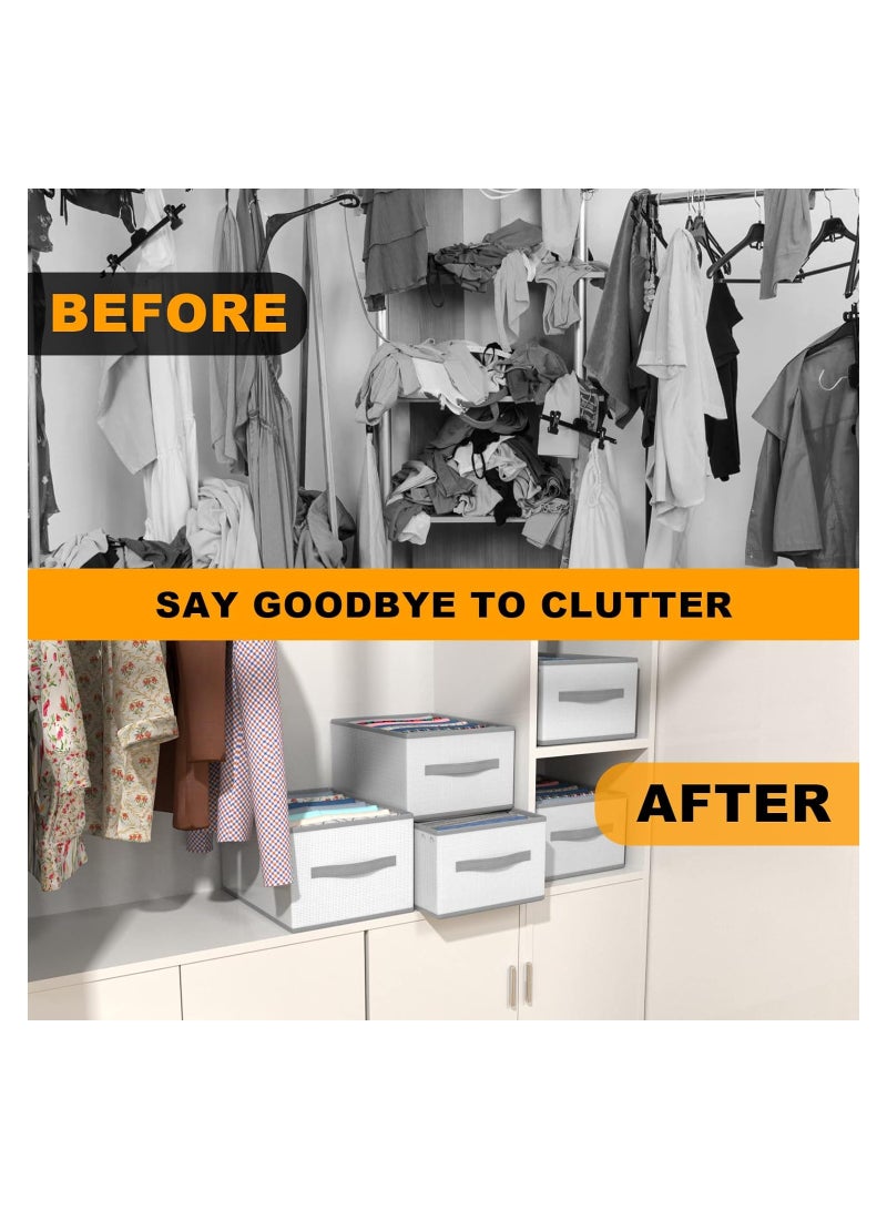 Clothes Organizer Drawer, 9 Compartments Foldable Drawer Organizer with Handles, Closet Dividers Box for Clothes Storage, Fabric Closet and Storage Basket for T-shirts, Jeans, Underwear, Grey(9 Grid)