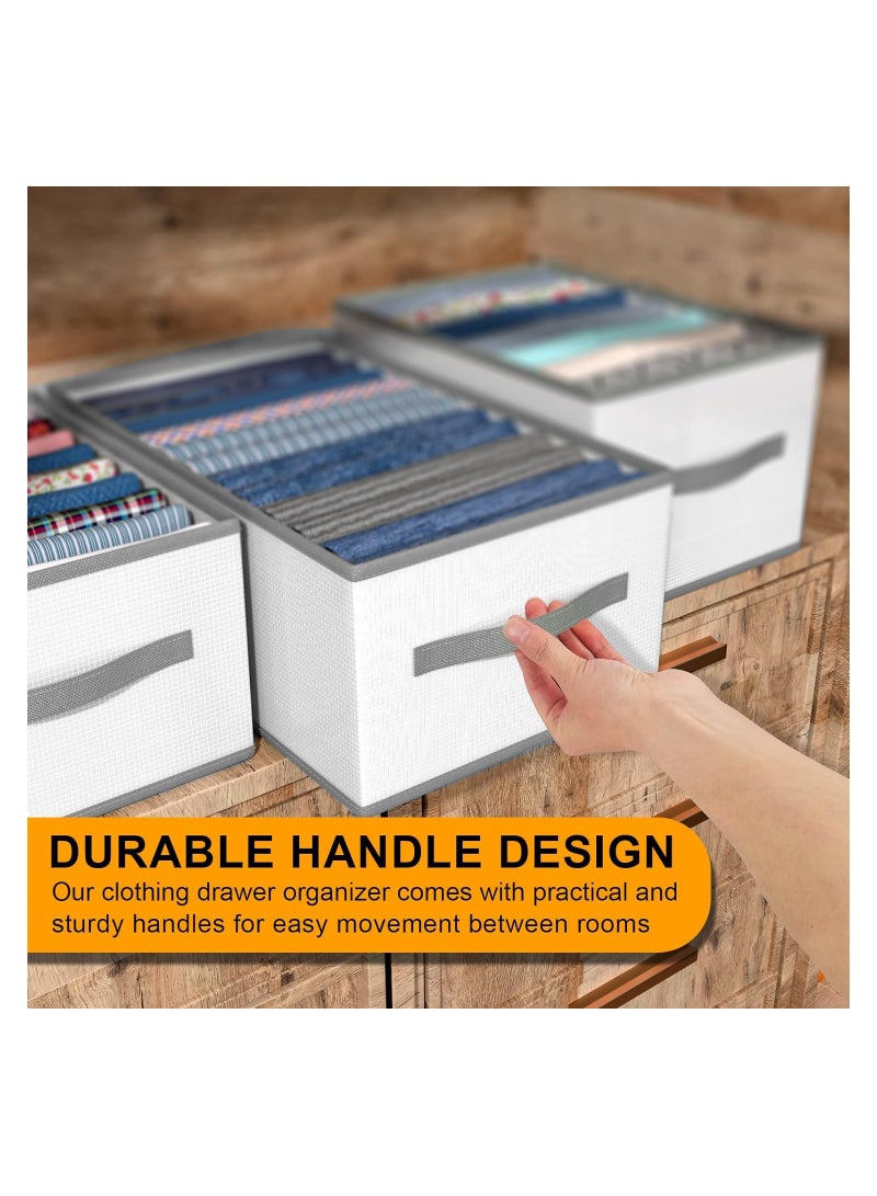 Clothes Organizer Drawer, 9 Compartments Foldable Drawer Organizer with Handles, Closet Dividers Box for Clothes Storage, Fabric Closet and Storage Basket for T-shirts, Jeans, Underwear, Grey(9 Grid)