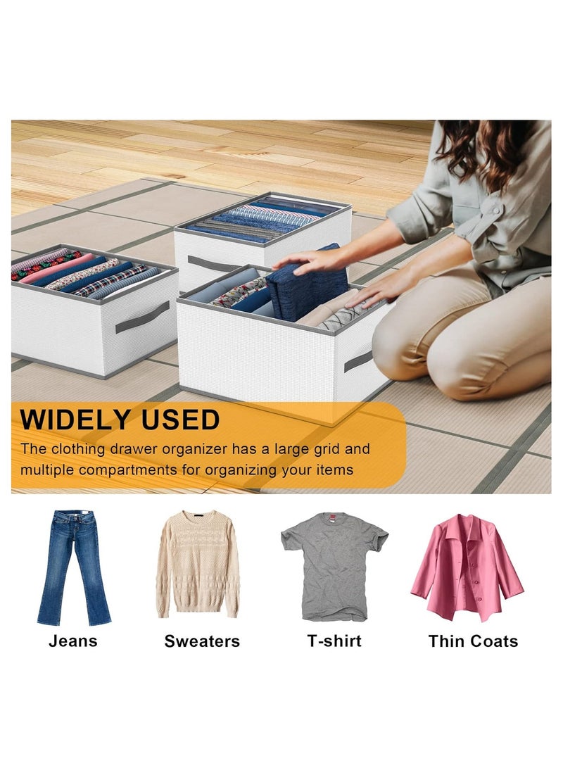 Clothes Organizer Drawer, 9 Compartments Foldable Drawer Organizer with Handles, Closet Dividers Box for Clothes Storage, Fabric Closet and Storage Basket for T-shirts, Jeans, Underwear, Grey(9 Grid)