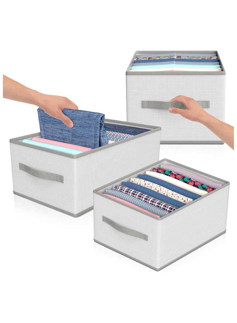 Clothes Organizer Drawer, 9 Compartments Foldable Drawer Organizer with Handles, Closet Dividers Box for Clothes Storage, Fabric Closet and Storage Basket for T-shirts, Jeans, Underwear, Grey(9 Grid)