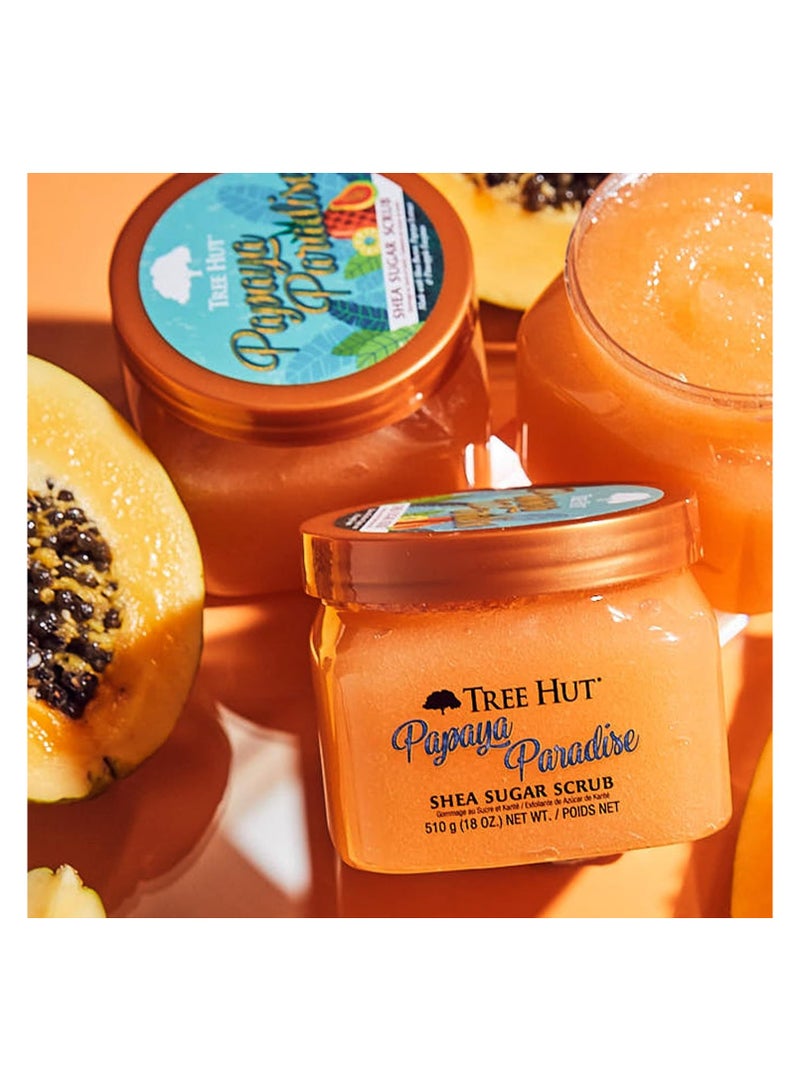 Tree Hut Papaya Paradise Shea Sugar Scrub, 18 oz, Ultra Hydrating and Exfoliating Scrub for Nourishing Essential Body Care 510g Made in USA