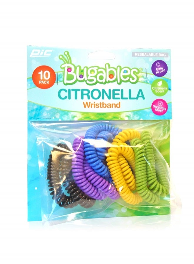 Bugables Citronella Scented Coil Wristbands, Reusable and Resealable, One Size Fits All (Pack of 10)