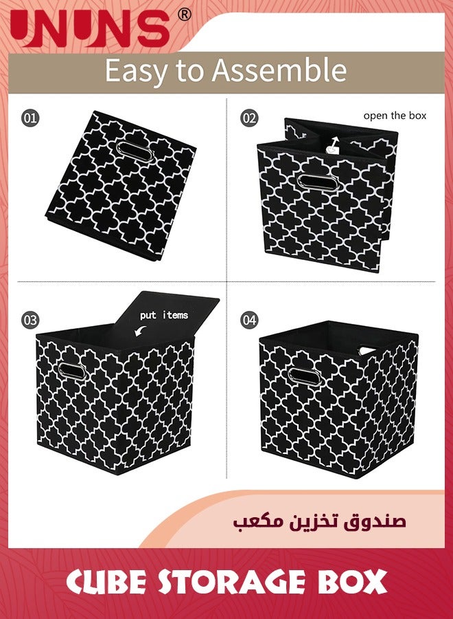 3 Pack Fabric Cubes Storage Containers,Black Foldable Storage Bins Cubes Organizer Baskets With Dual Handles For Shelf Closet