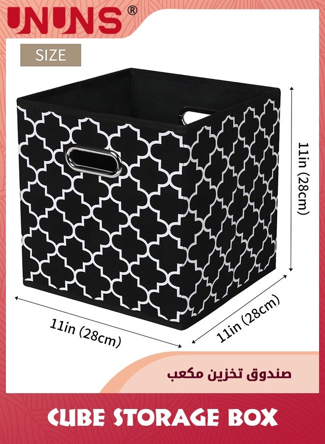 3 Pack Fabric Cubes Storage Containers,Black Foldable Storage Bins Cubes Organizer Baskets With Dual Handles For Shelf Closet