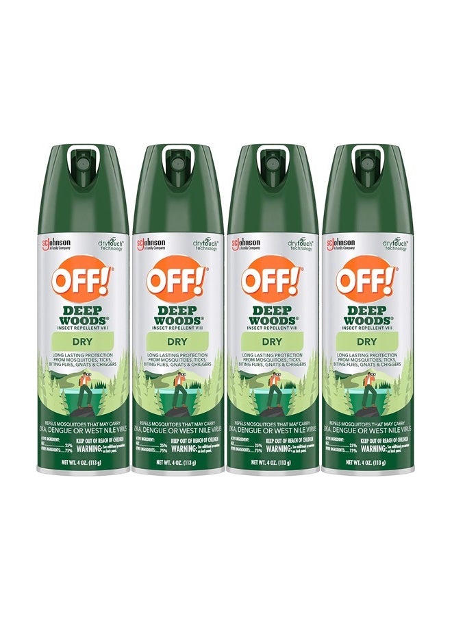 Deep Woods Insect Repellent Aerosol, Dry, Non-Greasy Formula, Bug Spray with Long Lasting Protection from Mosquitoes, 4 Oz, 4 Count