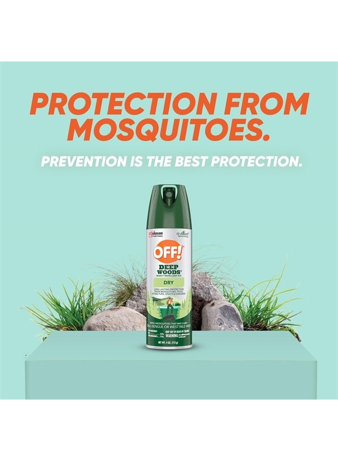 Deep Woods Insect Repellent Aerosol, Dry, Non-Greasy Formula, Bug Spray with Long Lasting Protection from Mosquitoes, 4 Oz, 4 Count