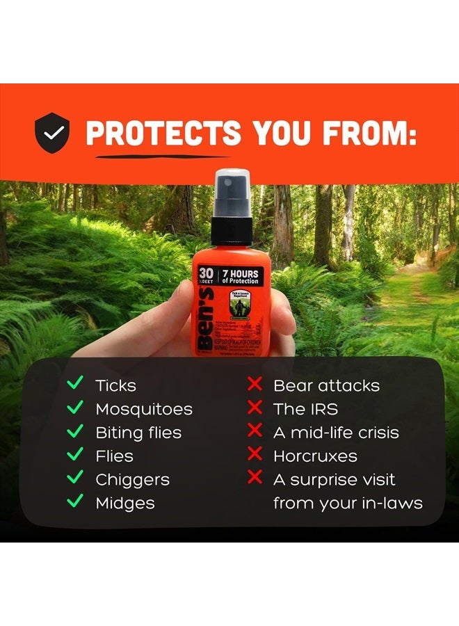 Tick & Insect Repellent - Travel Size Bug Spray with 30% DEET for Mosquitoes, Ticks & More - Up to 7 Hours of Protection - Fragrance-Free - 1.25 oz (4 Pack)