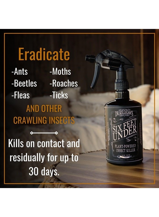 Six Feet Under Plant Powered Insect Killer Spray | Indoor Natural Pest Control | Flea, Tick, Pantry & Clothing Moths, Ant, & Cockroach | Family Friendly, Pet Safe (24 oz)