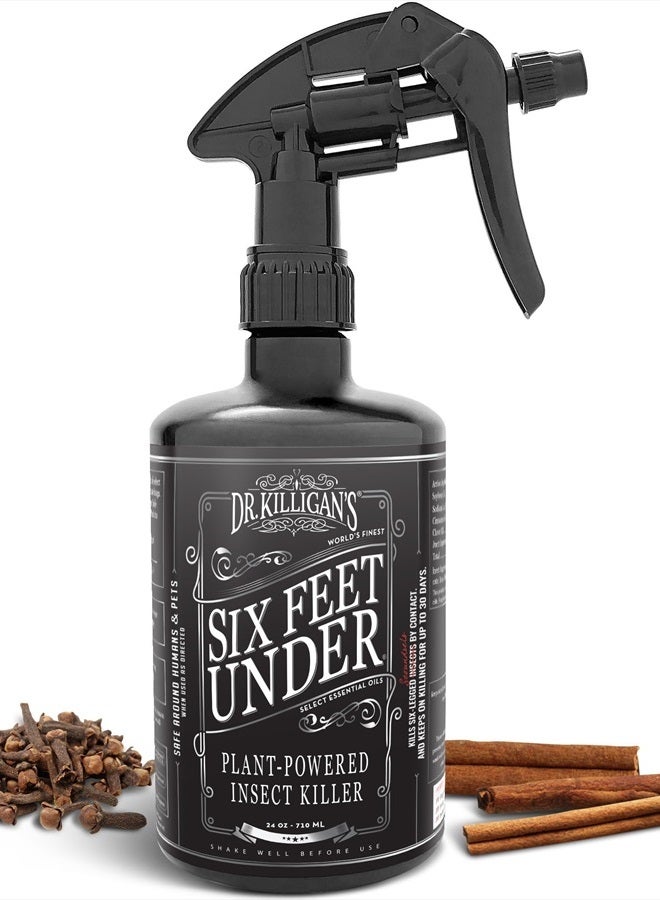 Six Feet Under Plant Powered Insect Killer Spray | Indoor Natural Pest Control | Flea, Tick, Pantry & Clothing Moths, Ant, & Cockroach | Family Friendly, Pet Safe (24 oz)