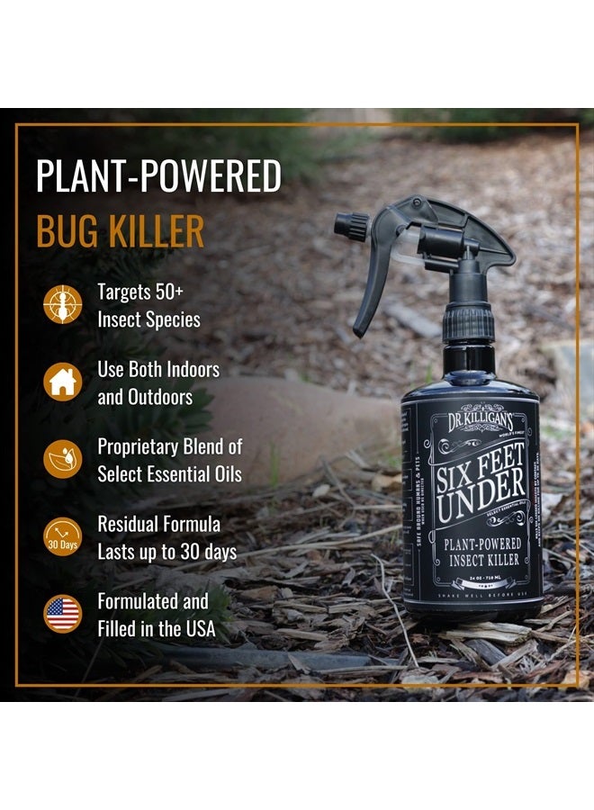 Six Feet Under Plant Powered Insect Killer Spray | Indoor Natural Pest Control | Flea, Tick, Pantry & Clothing Moths, Ant, & Cockroach | Family Friendly, Pet Safe (24 oz)