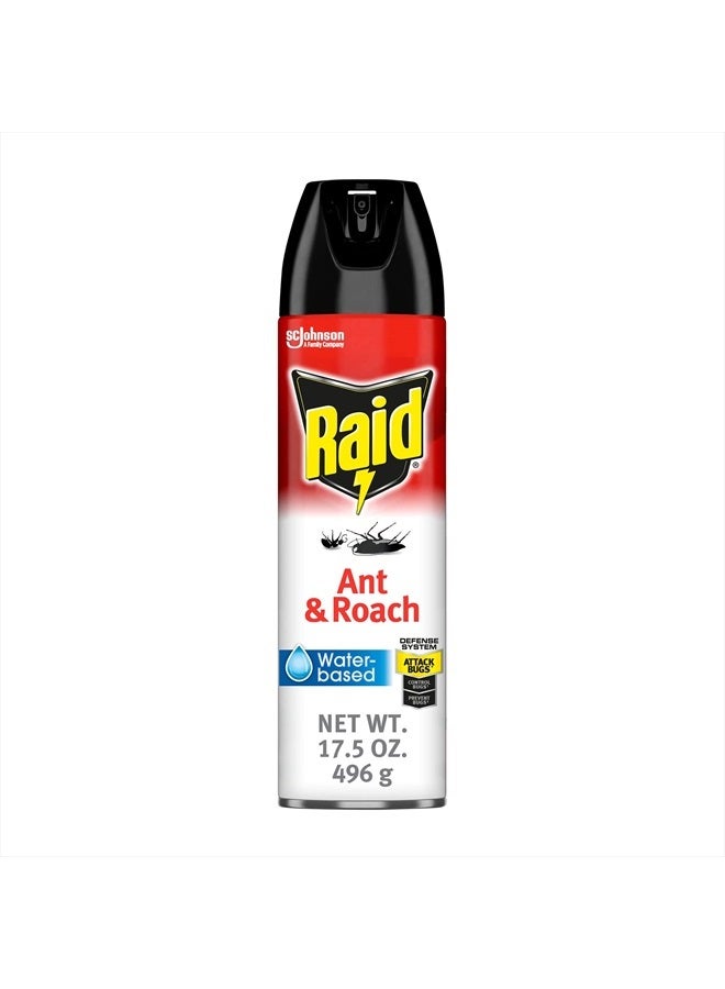 Ant & Roach Aerosol Bug Spray, Water-Based Formula Insecticide With No Greasy Residue, Kills On Contact, 17.5 oz