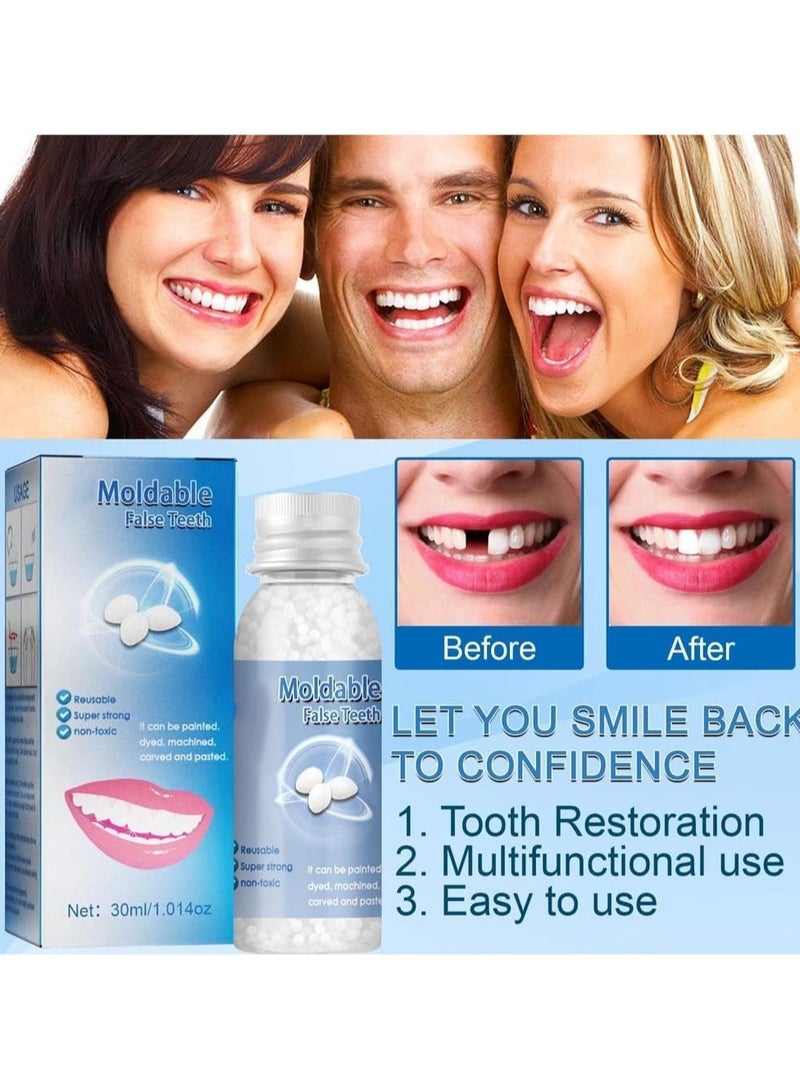 Jaysuing 30ml Moldable False Teeth White Particles Reusable Non-toxic Temporarily Fill Regain Smile Cosplay Pack Of 5