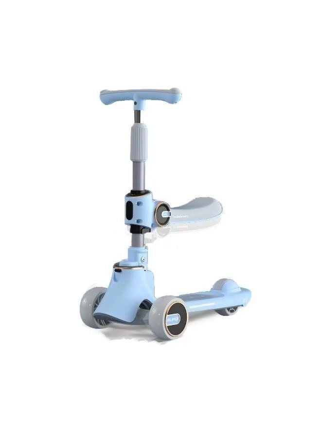 Blue 2-in-1 Foldable Kick Scooter Compact Design for Convenient Transport and Versatile Riding Experience