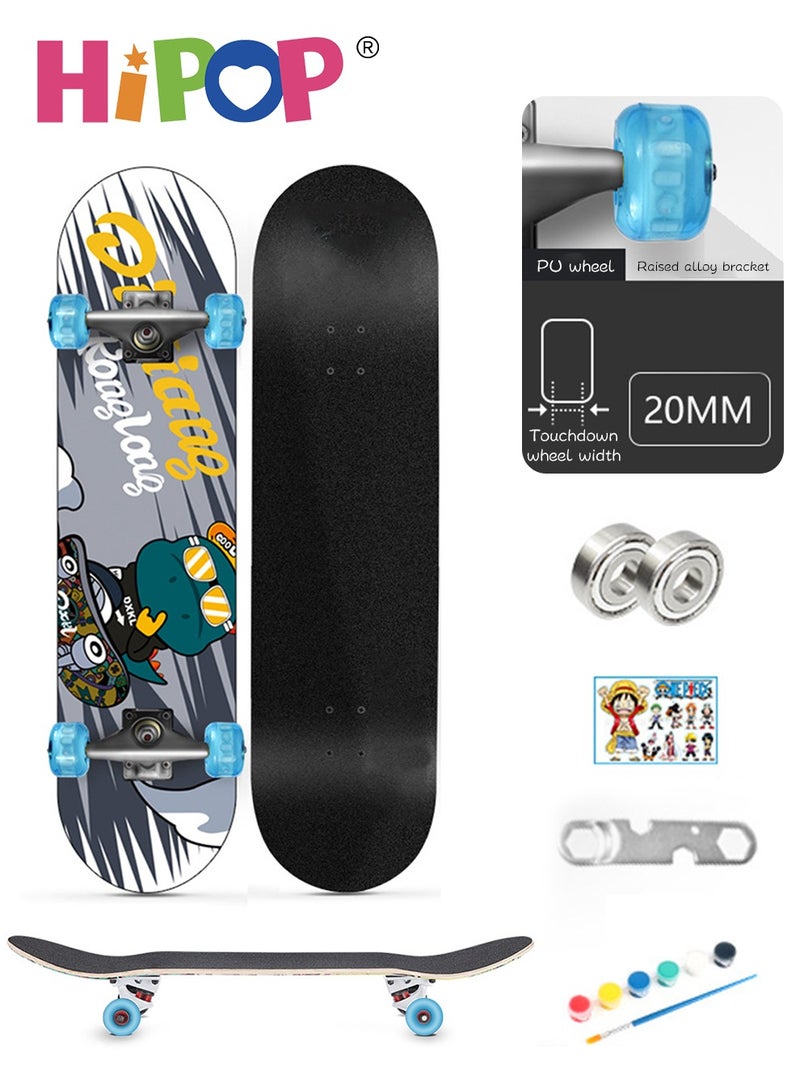 Graffiti Skateboards for Beginners and Adults,Complete Non-Slip Skateboard 79*20cm with Flash Wheel,ABEC-9 Bearing and Double Kick Concave Standard,Tricks Skateboards for Kids and Beginners Sports Out