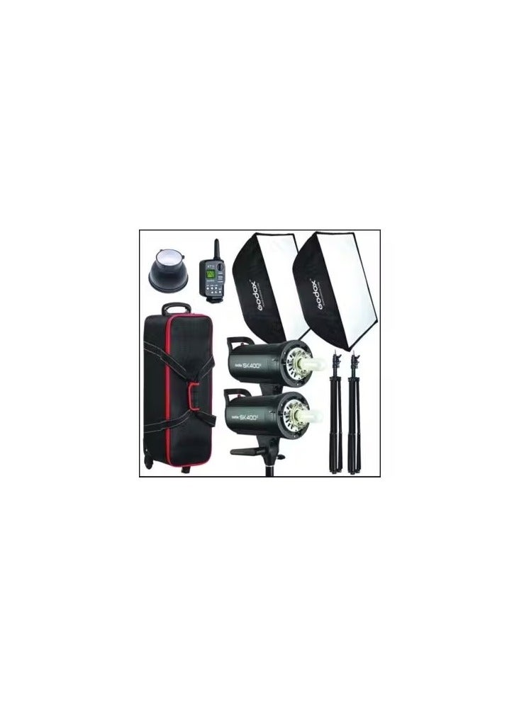 Studio 2 head Kit SK400II  -  2 Sofbox - 2 Stands  - 1 bag - XT-16 transmitter - SK400II 2 head